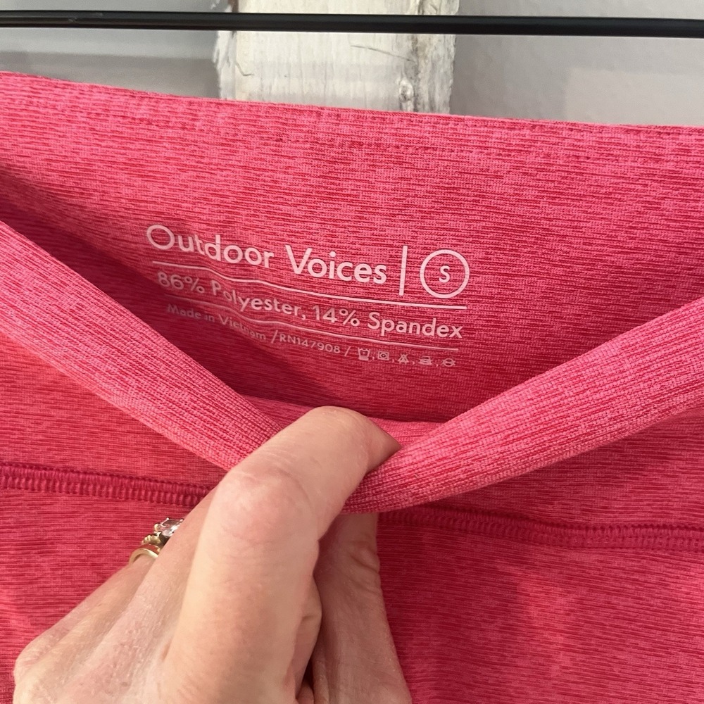 Outdoor Voices Colorblock Green Solid Pink Set Of Two Leggings Size Small - Picture 6 of 7